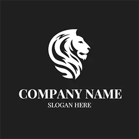 マスコットのロゴ Black and White Lion Head logo design