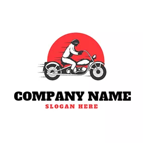 Cyclist Logo Black and White Motorcycle logo design