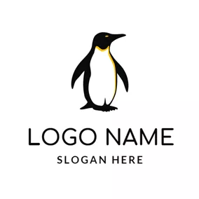 Tier Logo Black and White Penguin logo design