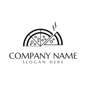 ピザのロゴ Black and White Pizza logo design