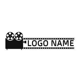 Film Logo Black and White Projection Machine logo design