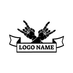 十字架ロゴ Black and White Rocker Hand logo design