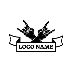 Cross Logo Black and White Rocker Hand logo design