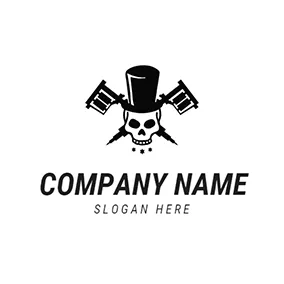 危険なロゴ Black and White Skull Icon logo design