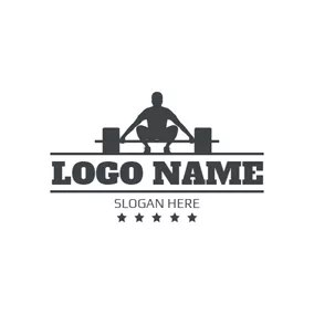 Fitness Logo Black and White Weightlifting Player logo design