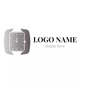 闹钟logo Black and White Wrist Watch logo design