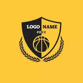 数字ロゴ Black and Yellow Basketball logo design