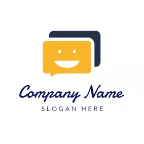 Communicate Logo Black and Yellow Dialog Box logo design