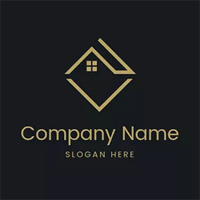 House Logo Black and Yellow House logo design