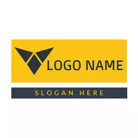 Combination Logo Black and Yellow Letter V logo design