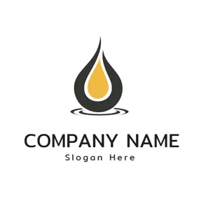 石油 Logo Black and Yellow Oil Drop logo design