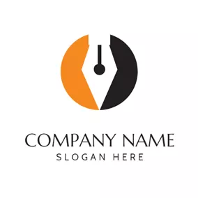 钢笔Logo Black and Yellow Pen Company logo design