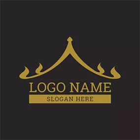 Dach Logo Black and Yellow Thai Style Roof logo design