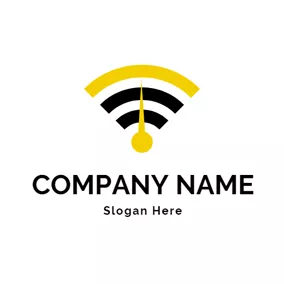 Logótipo De Chamada Black and Yellow Wifi logo design