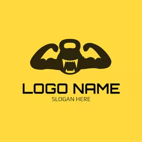 Übung Logo Black Anthropomorphic Dumbbell logo design