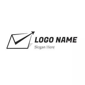 Logotipo De Correo Black Arrow and White Envelope logo design