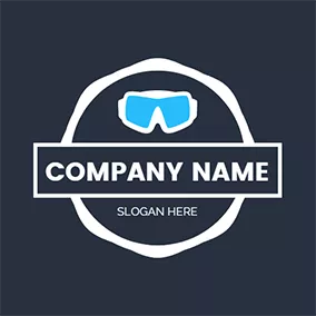 跳水/潛水logo Black Background and Blue Glasses logo design