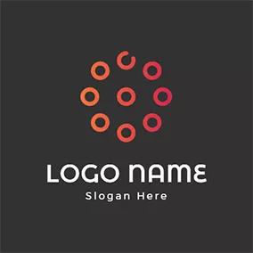 Dotted Logo Black Background Hollow Red Dots logo design