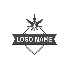 棕櫚樹 Logo Black Badge and Cannabis Icon logo design