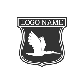 Rectangle Logo Black Badge and Fly Pelican logo design