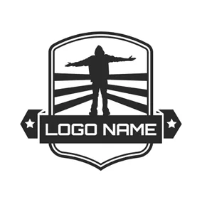 Skateboard Logo Black Badge and Man logo design