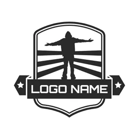 Logotipo De Monopatín Black Badge and Man logo design