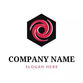 Cyclone Logo Black Badge and Red Hurricane logo design