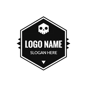 Logotipo Peligroso Black Badge and Skull Punk logo design