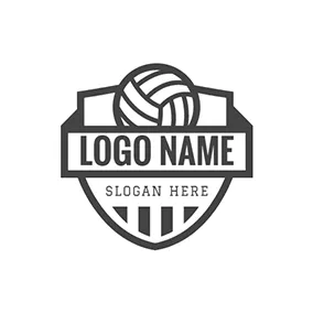 Emblem Logo Black Badge and Volleyball logo design