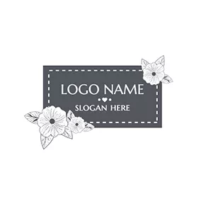 Name Logo Black Badge and White Flower logo design