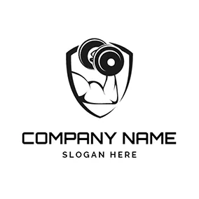 Male Logo Black Badge and White Muscle logo design