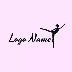 Dance Studio Logo Black Ballet Dancing Girl logo design