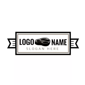 BBQ　ロゴ Black Banner and Beef logo design