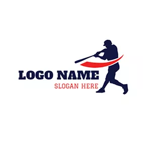垒球 Logo Black Baseball Bat and Baseball Player logo design