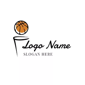 エレメントロゴ Black Basket and Yellow Basketball logo design