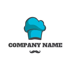 Cook Logo Black Beard and Blue Chef Hat logo design