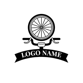 自行车Logo Black Bicycle Head and Bike Wheel logo design
