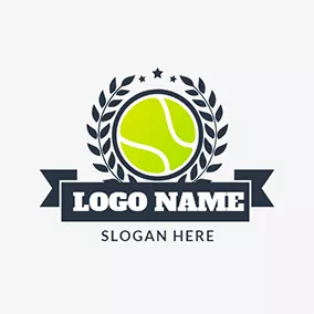 网球Logo Black Branch and Yellow Tennis Ball logo design