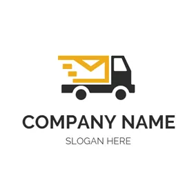 Truck Logo Black Car and Yellow Envelope logo design