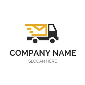 Communication Logo Black Car and Yellow Envelope logo design