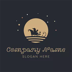 Carriage Logo Black Carriage and Full Moon logo design