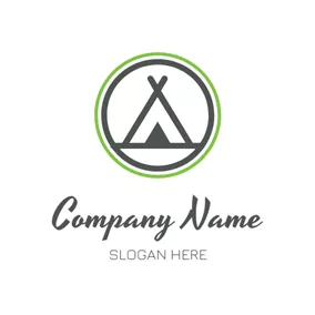 Canopy Logo Black Circle and Abstract Tent logo design