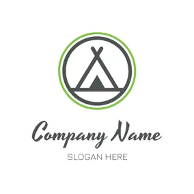 Abenteurer Logo Black Circle and Abstract Tent logo design