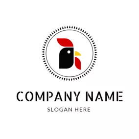 Hahn Logo Black Circle and Colorful Rooster logo design