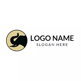 猛獁logo Black Circle and Elephant Head logo design