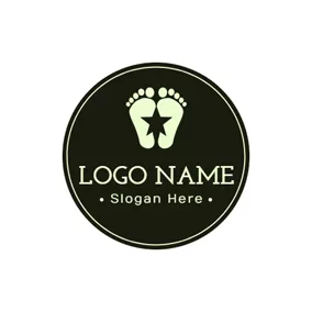 腳 Logo Black Circle and Flat Footprint logo design