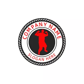 Logo Du Rock Black Circle and Red Rap Singer logo design