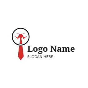 Job Logo Black Circle and Red Tie logo design