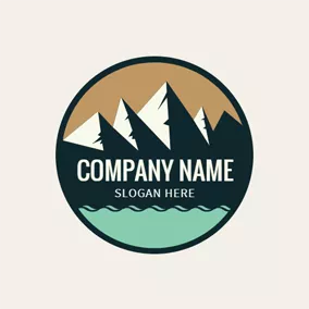 Circular Logo Black Circle and White Mountain logo design