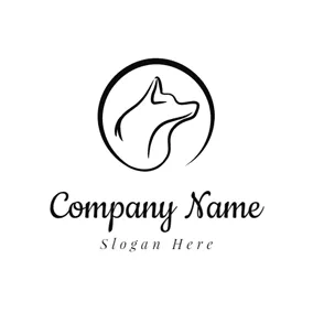 Circular Logo Black Circle and Wolf logo design